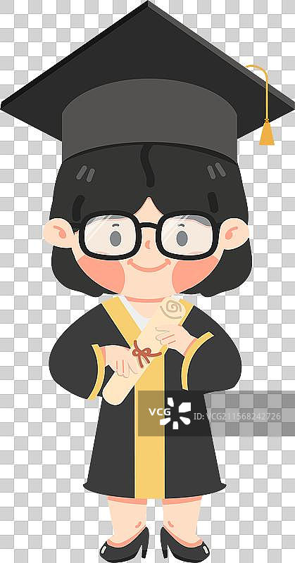 快乐的小女孩穿着毕业袍图片素材