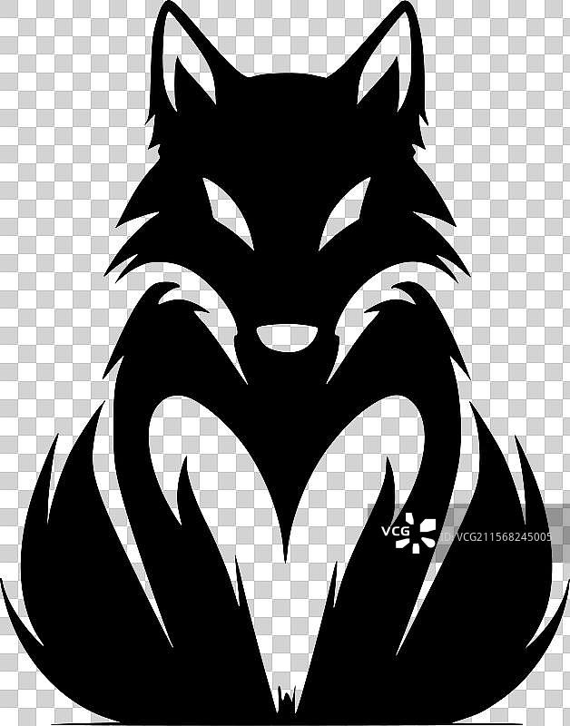 黑白孤立狐狸图标图片素材