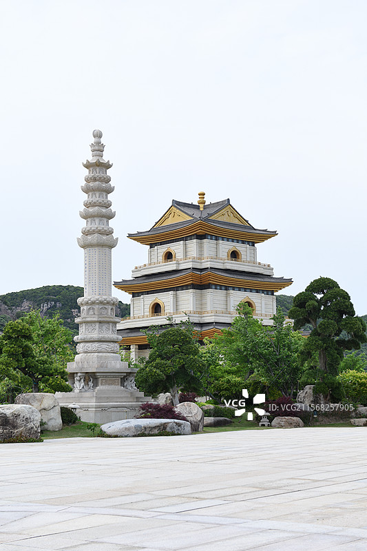 舟山观音法界观音圣坛仿古建筑群风光图片素材