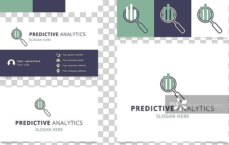 预测分析标志，带有放大镜元素图片素材