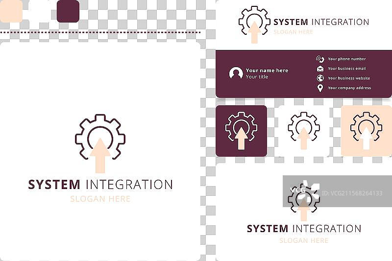 系统集成标志概念，包含齿轮元素图片素材
