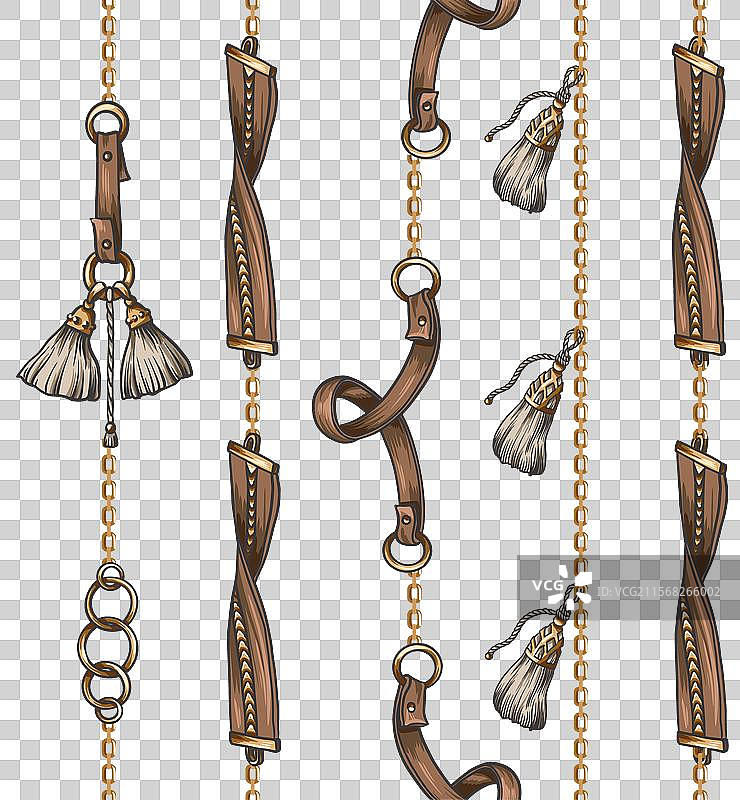 无缝图案，包含皮带和链条图片素材