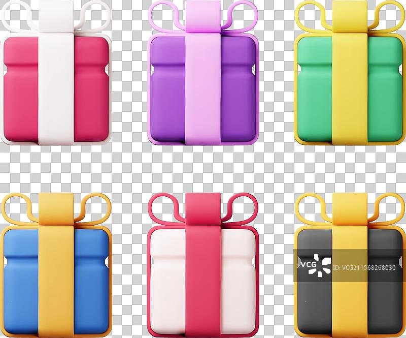 3D礼品盒套装，孤立展示图片素材