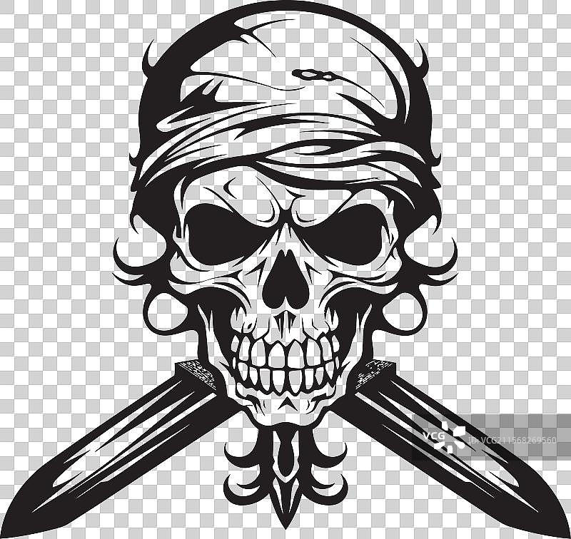 海盗骷髅徽章——海盗团的遗产标志图片素材