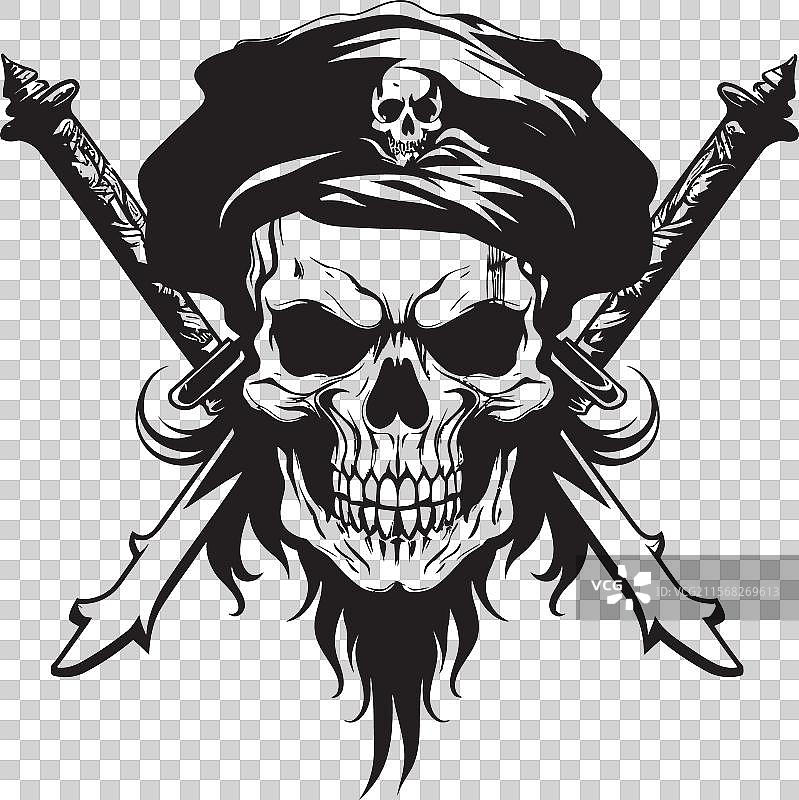 海盗遗产徽章，骷髅与交叉匕首图片素材