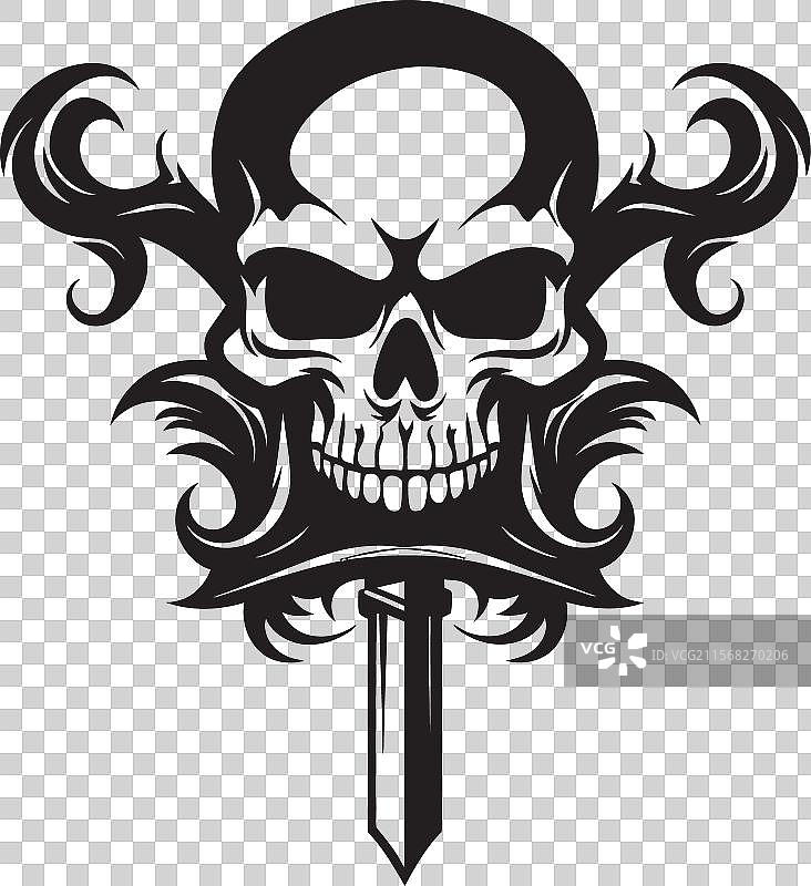 海盗的海盗旗设计，包含骷髅和匕首图案图片素材