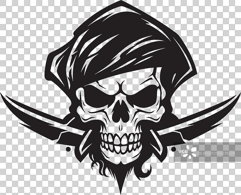 海盗的骷髅与匕首标志徽章图片素材