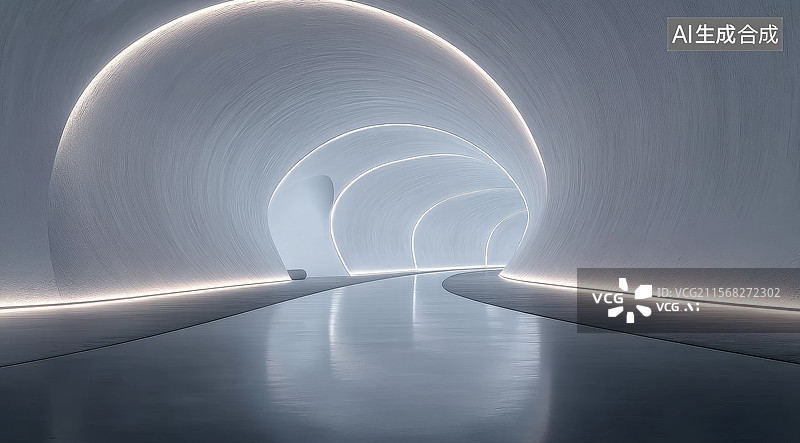 【AI数字艺术】未来感十足的发光隧道图片素材