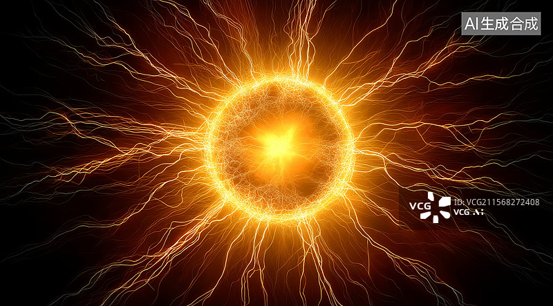 【AI数字艺术】发光的等离子球图片素材