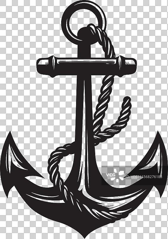 复古海洋徽章，船锚与绳索图片素材