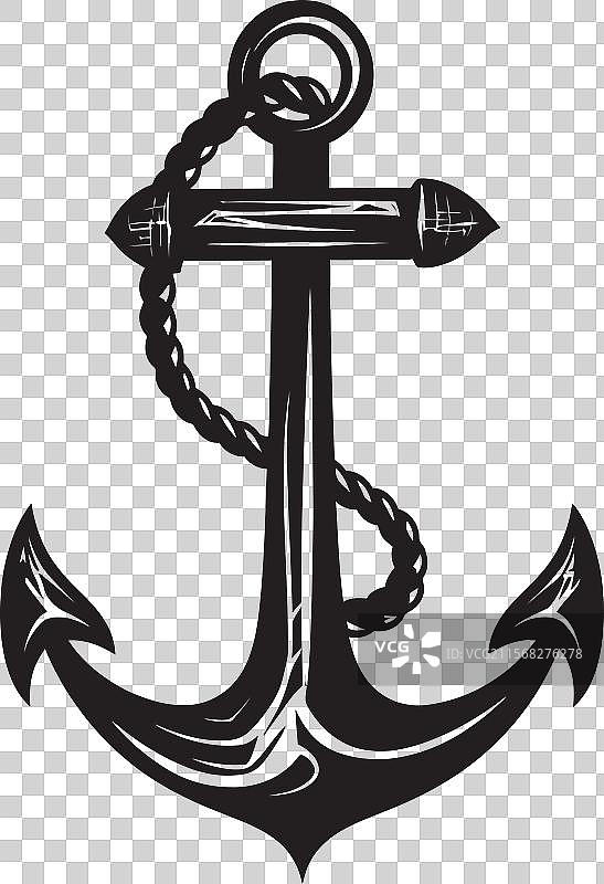 海洋探索徽章，船锚与绳索图片素材