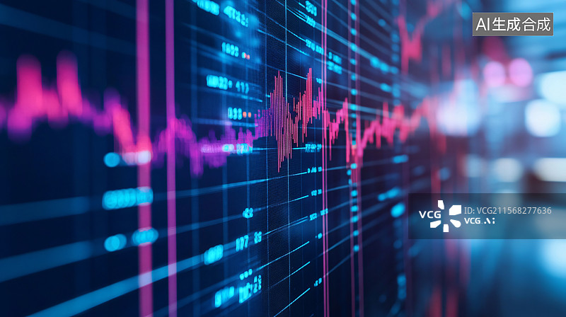 【AI数字艺术】股票K线图，代表市场趋势和金融分析，是炒股、投资和理财中的关键元素。图片素材