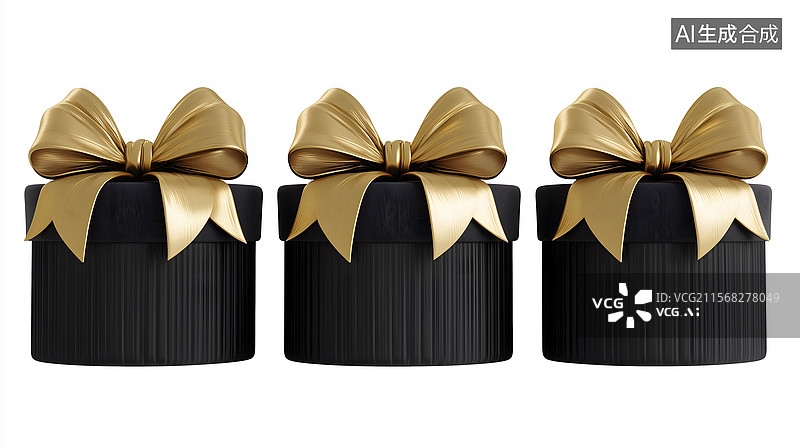 【AI数字艺术】黑金礼盒矩阵尽显奢华格调图片素材