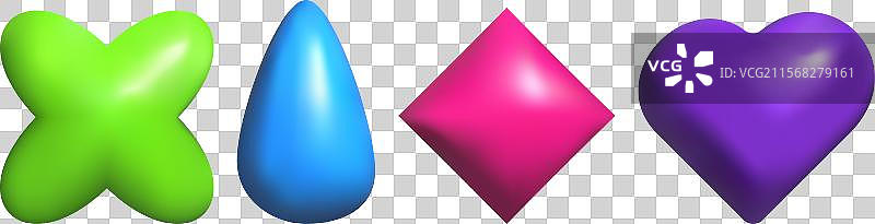 3D塑料元素集，孤立的抽象形状图片素材