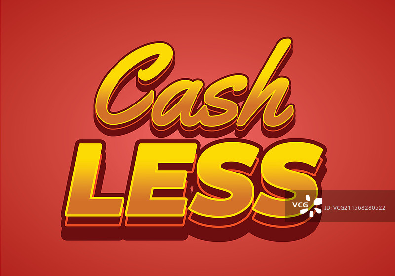 3D风格的无现金文本效果，色彩丰富图片素材