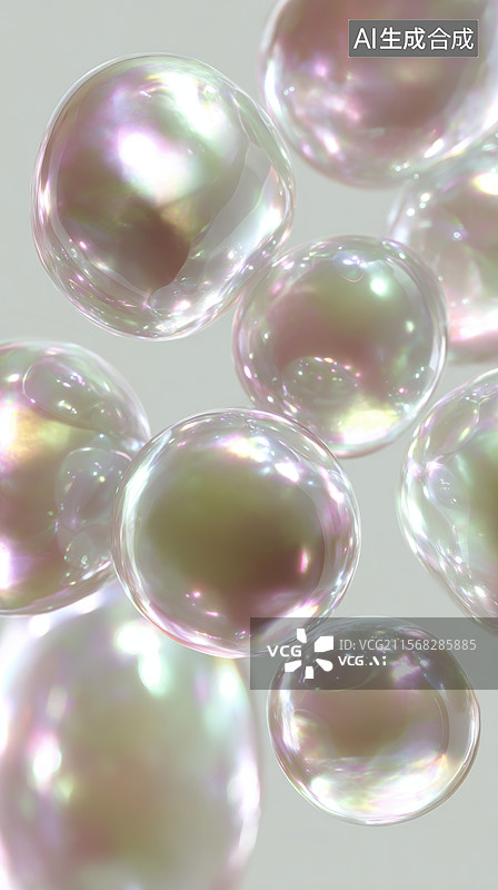 【AI数字艺术】漂浮的珍珠状气泡图片素材