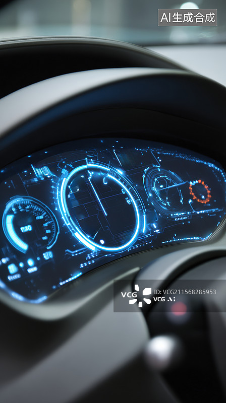 【AI数字艺术】汽车仪表盘的数字显示界面图片素材