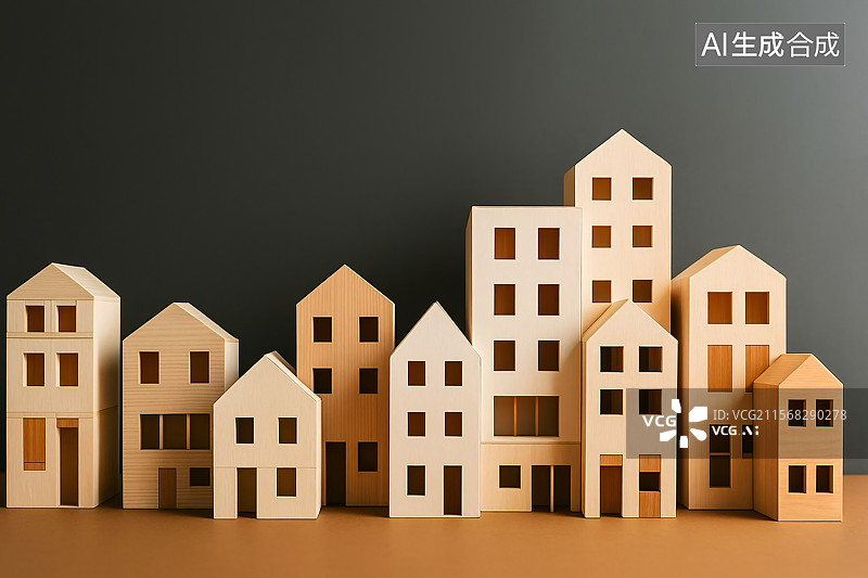 【AI数字艺术】黑色背景下的模型住宅特写镜头图片素材