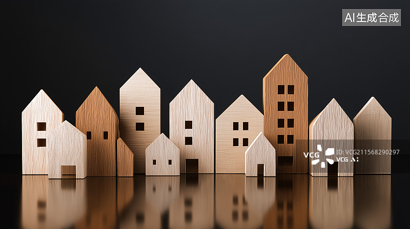 【AI数字艺术】黑色背景下的模型住宅特写镜头图片素材
