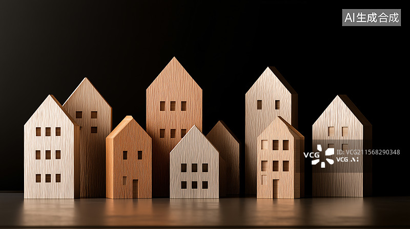 【AI数字艺术】黑色背景下的模型住宅特写镜头图片素材