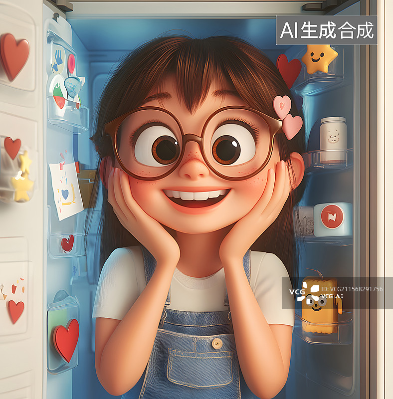 【AI数字艺术】女孩，社交，可爱图片素材