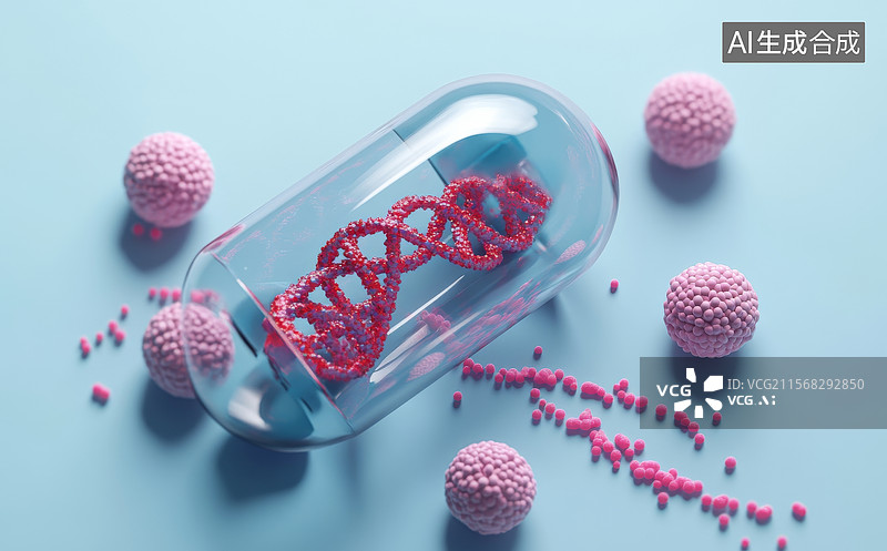 【AI数字艺术】胶囊中的DNA模型图片素材
