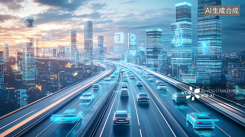 【AI数字艺术】未来智能城市交通网络图片素材