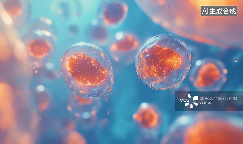 【AI数字艺术】细胞分裂的微观视图图片素材