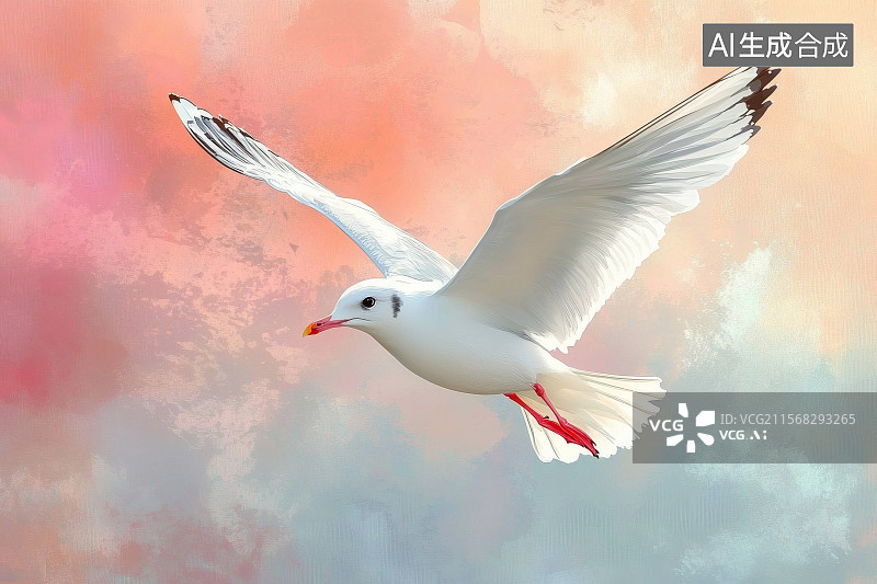 【AI数字艺术】展翅翱翔的海鸥插画图片素材