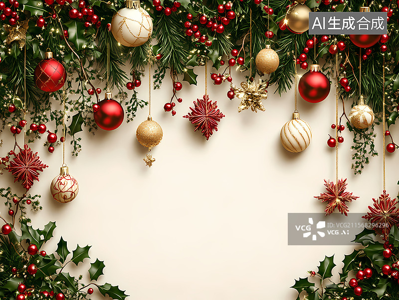 【AI数字艺术】圣诞装饰边框设计图片素材
