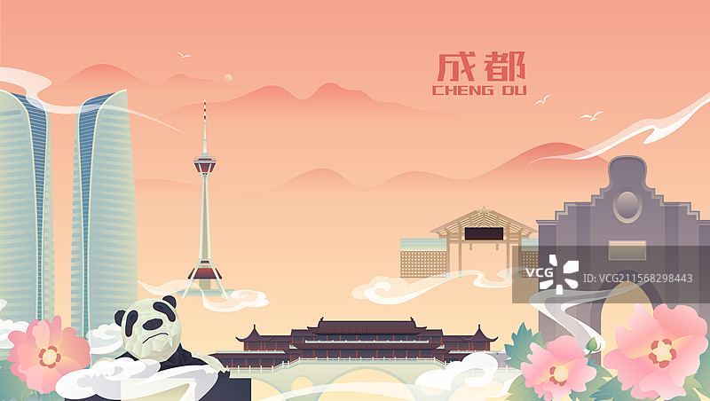 成都城市风光图片素材