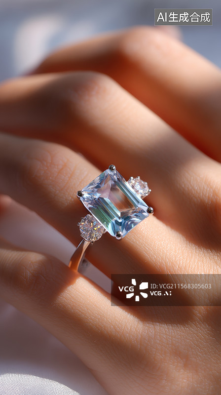 【AI数字艺术】蓝宝石戒指特写图片素材