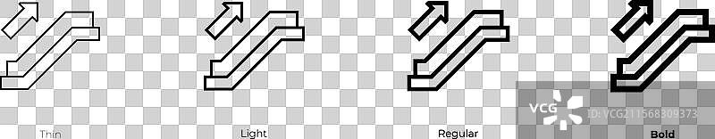 上行电梯图标，细线、常规和粗体款式图片素材