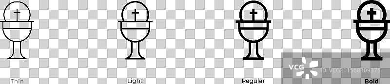 圣餐图标，细体、常规体和粗体风格图片素材