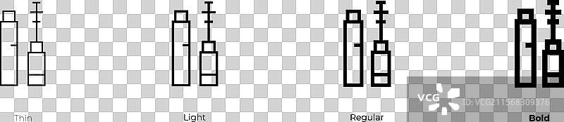 睫毛膏图标，细款、轻款、常规款和加粗款图片素材