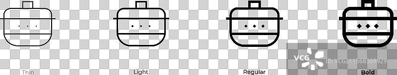 陶器图标，细体、常规体和粗体图片素材