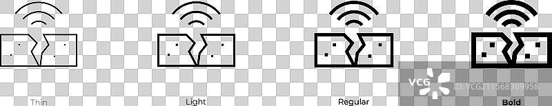 地震图标，细线、常规和粗体风格图片素材