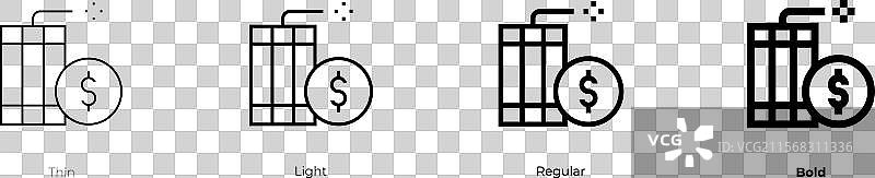 经济危机图标，细体、常规体和粗体图片素材