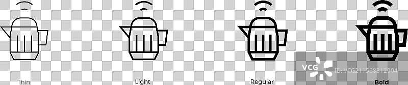 电水壶图标，细体、常规体和粗体图片素材
