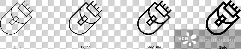 电动剃须刀图标，细体、常规体和粗体图片素材