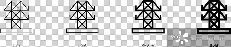 电塔图标，细线、常规和粗体图片素材