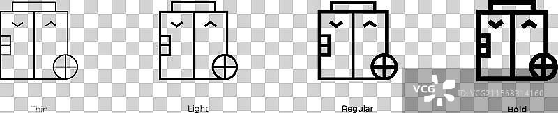 电梯图标，细线、常规和粗体风格图片素材