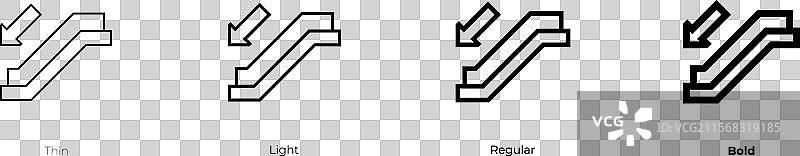 下行电梯图标，细体、常规体和粗体图片素材
