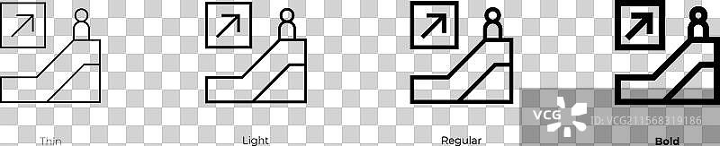 电梯图标，细体、常规体和粗体风格图片素材