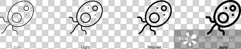 真核生物图标，细线、常规和粗体风格图片素材