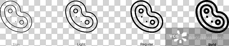 真核生物图标，细线、常规和粗体风格图片素材