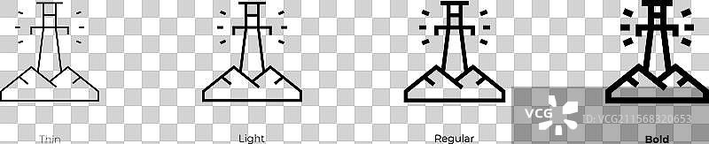 Excalibur 图标，细体、常规体和粗体风格图片素材