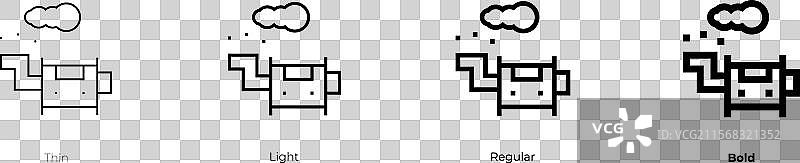 排气管图标，细体、常规体和粗体图片素材