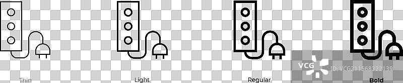 延长线图标，细体、常规体和粗体图片素材