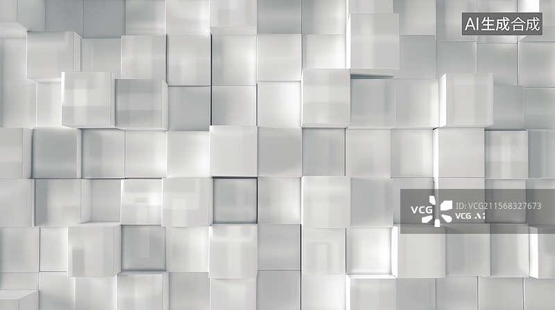 【AI数字艺术】蓝色立方体不规则背景立体墙图片素材